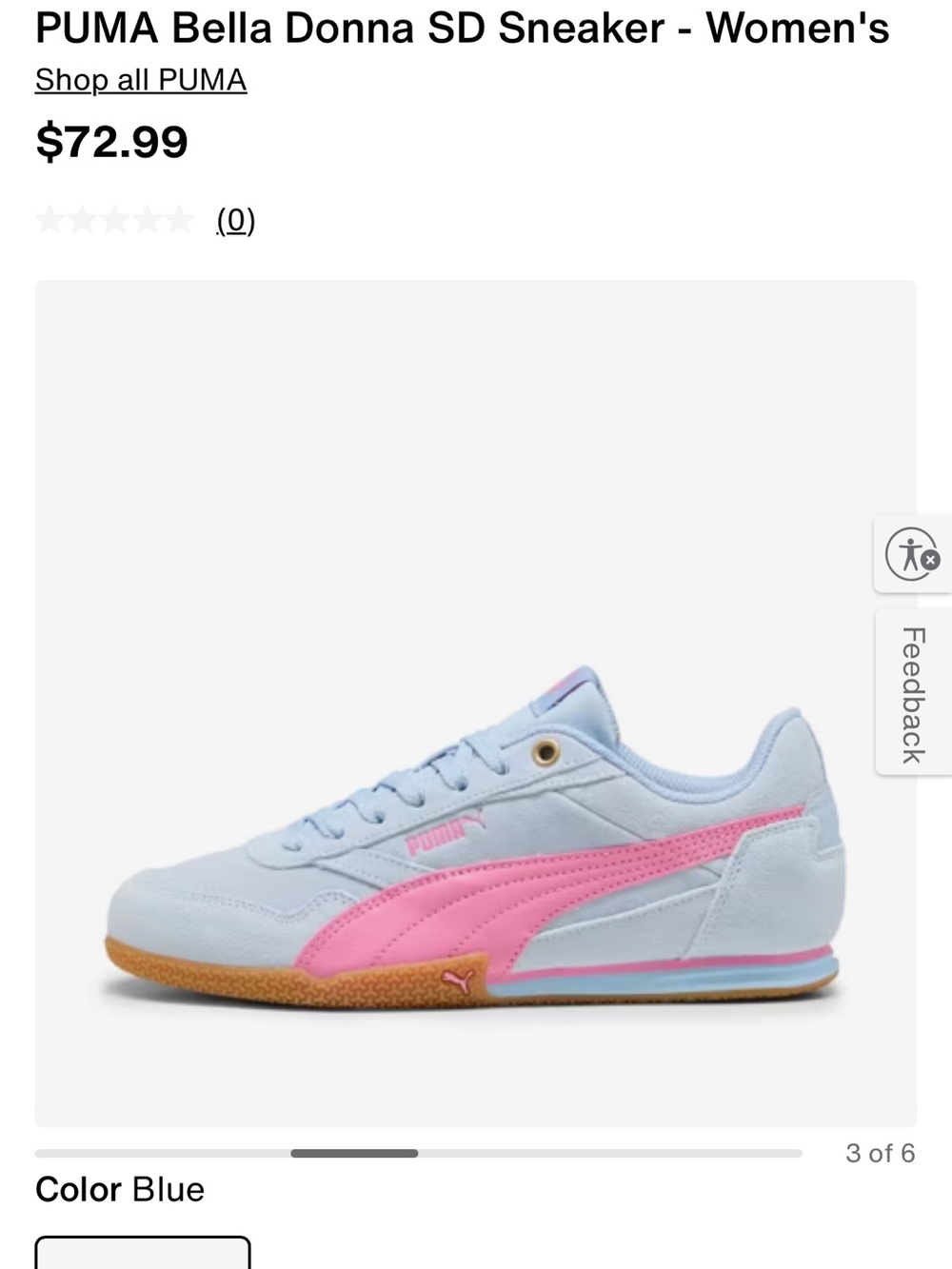 Puma Light Blue Sneakers with Pink Formstrip Juniors US7/Women’s US 8.5